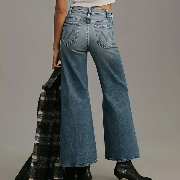 NWT MOTHER The Hustler Roller Sneak High-Rise Wide-Leg Jeans